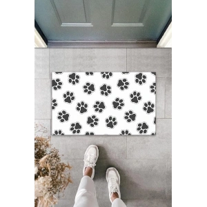 Dijital Baskı Beyaz Siyah Patiler Dekoratif Kapı Paspası K-2024