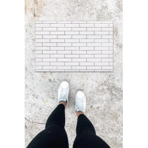 Dijital Baskı Beyaz Taş Duvar Desen Kapı Önü Paspası K-1061