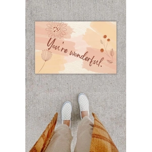 Dijital Baskı Dekoratif Çiçek Pudra Kapı Önü Paspası K-1219