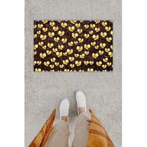 Dijital Baskı Dekoratif Çoklu Çiçek Kahverengi Kapı Önü Paspası K-1210