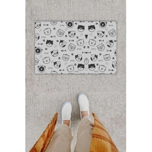 Dijital Baskı Dekoratif Çoklu Kedi Bej Kapı Önü Paspası K-1208