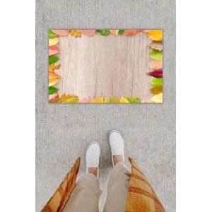 Dijital Baskı Dekoratif Çoklu Yaprak Gri Kapı Önü Paspası K-1233