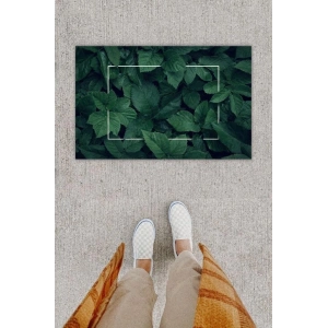 Dijital Baskı Dekoratif Doğal Yaprak Yeşil Kapı Önü Paspası K-1234