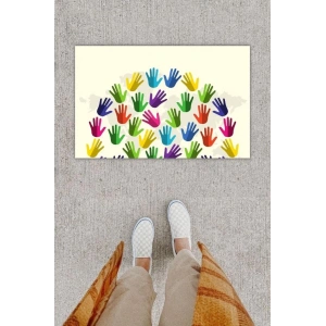 Dijital Baskı Dekoratif El Çok Renkli Kapı Önü Paspası K-1259