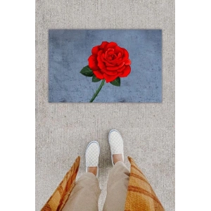 Dijital Baskı Dekoratif Gül Kırmızı Kapı Önü Paspası K-1294