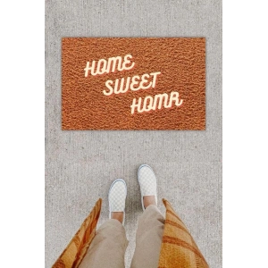 Dijital Baskı Dekoratif Home Sweet Home Kahverengi Kapı Önü Paspası K-1236