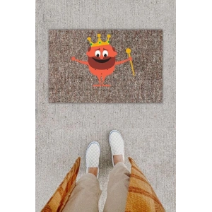 Dijital Baskı Dekoratif Kral Gri Kapı Önü Paspası K-1288