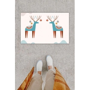 Dijital Baskı Dekoratif li Geyik Bej Kapı Önü Paspası K-1273