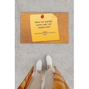 Dijital Baskı Dekoratif Not Kahverengi Kapı Önü Paspası K-1272