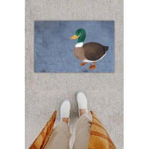 Dijital Baskı Dekoratif Ördek Antrasit Kapı Önü Paspası K-1293