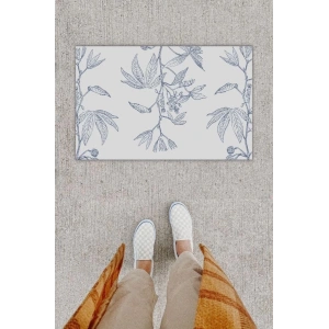 Dijital Baskı Dekoratif Salkım Çiçek Açık Mavi Kapı Önü Paspası K-1274