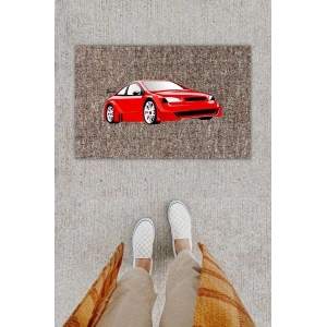 Dijital Baskı Dekoratif Spor Araba Kırmızı Kapı Önü Paspası K-1282