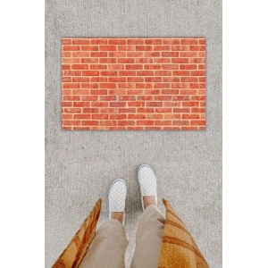 Dijital Baskı Dekoratif Tuğla Kırmızı Kapı Önü Paspası K-1262