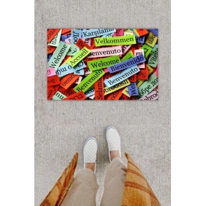 Dijital Baskı Dekoratif Welcome Çok Renkli Kapı Önü Paspası K-1245