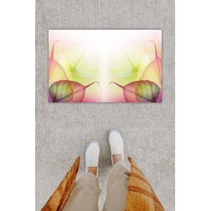 Dijital Baskı Dekoratif Yaprak Pembe Kapı Önü Paspası K-1243