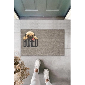Dijital Baskı Gri Bored Köpekli Dekoratif Kapı Paspası K-2081