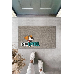 Dijital Baskı Gri Köpekli Pet Hotel Dekoratif Kapı Paspası K-2027