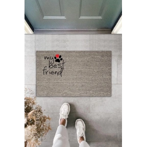 Dijital Baskı Gri Patili My Best Friend Dekoratif Kapı Paspası K-2065