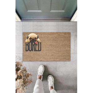 Dijital Baskı Kahverengi Bored Köpekli Dekoratif Kapı Paspası K-2080