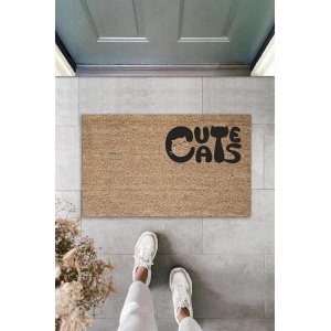 Dijital Baskı Kahverengi Kedili Cute Cats Dekoratif Kapı Paspası K-2062