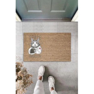 Dijital Baskı Kahverengi Space Traveler Astronot Kedi Dekoratif Kapı Paspası K-2034