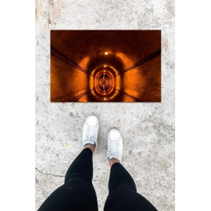 Dijital Baskı Kahverengi Tünel Desen Kapı Önü Paspası K-1048