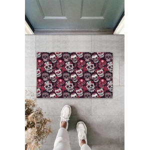 Dijital Baskı Kırmızı Çoklu Kurukafa Paspas K-3076