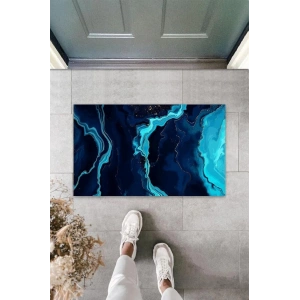 Dijital Baskı Mavi Ebruli Paspas K-3097