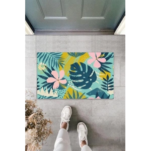 Dijital Baskı Mavi Yaprak Paspas K-3093