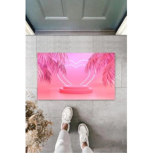 Dijital Baskı Pembe Kalp Kapı Paspası K-3142