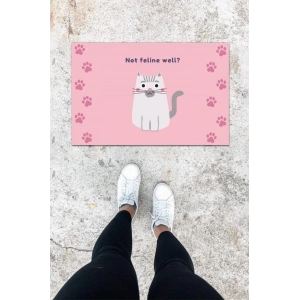 Dijital Baskı Pembe Patili Desen Kapı Önü Paspası K-1030