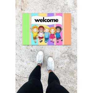 Dijital Baskı Renkli Neşeli Çocuk Desen Kapı Önü Paspası K-1043