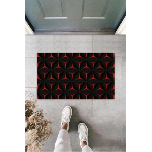 Dijital D Üçgen Kırmızı-Siyah Kapı Paspası Dış Mekan Paspas K-3167