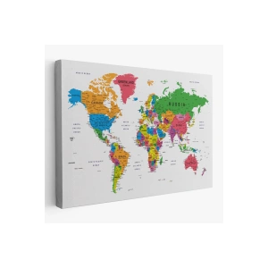 Dünya Haritası Dekoratif Kanvas Tablo Son Derece Detaylı ve Eğitici 1572