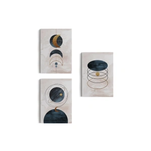 Duvar Tablo Seti 3 Parça Suluboya Soyut Sanat Koleksiyonu Dekoratif Tablo-AB-2