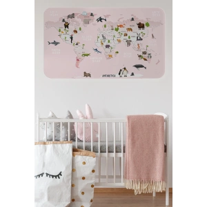 Eğitici Dünya Haritası Dünya Atlası Çocuk ve Bebek Odası Duvar Sticker-60x105-3795