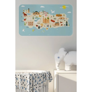 Eğitici ve Öğretici Cocuk Odası Türkiye Haritası Duvar Sticker-60x105-3879