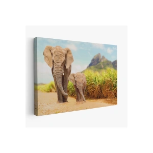 Fil ve Yavrusu Dekoratif Kanvas Tablo 1144