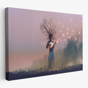 Geceyarısı Ud Çalan Kadın Kanvas Tablo-3593