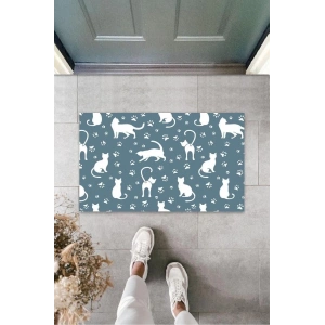 Gri Kapı Önü Paspası Kedi Patisi Desen  K-3254