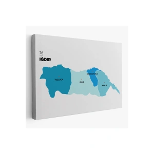 Iğdır  İli ve İlçeler Haritası  Dekoratif Kanvas Tablo 1359