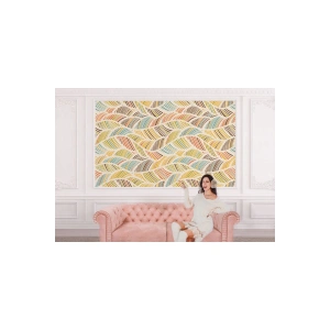 İskandinav Tarzı Modern Renkli Yapraklar Duvar Kağıdı-5703