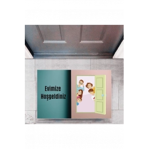 Kapı Önü Paspası Dekoratif Dijital Baskı Evimize Hoşgeldiniz P-2335