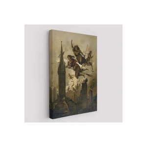 Kasabanın Üzerinde Uçan Çadılar Tablosu, Witches Halloween-6358