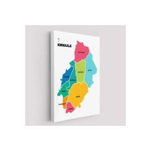 Kırıkkale İli ve İlçeler Haritası  Dekoratif Kanvas Tablo 1391