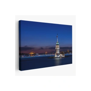 Kız Kulesi Gece Manzarası Dekoratif Kanvas Tablo-6502