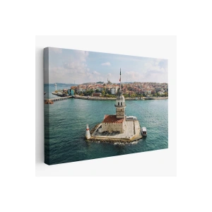 Kızkulesi ve Üsküdar Kuşbakışı Manzarası Dekoratif Kanvas Tablo-6509