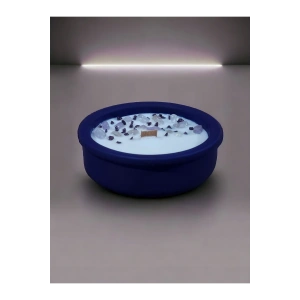 Lavanta Kokulu Aromaterapi Mum, Ahşap Fitilli, Dekoratif Doğal Çömlek Mum