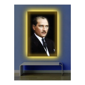 Led Işıklı Atatürk Kanvas Tablo