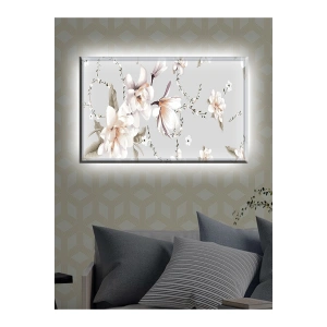 Led Işıklı Beyaz Çiçek Kanvas (Tablo Yatak odası için ideal)